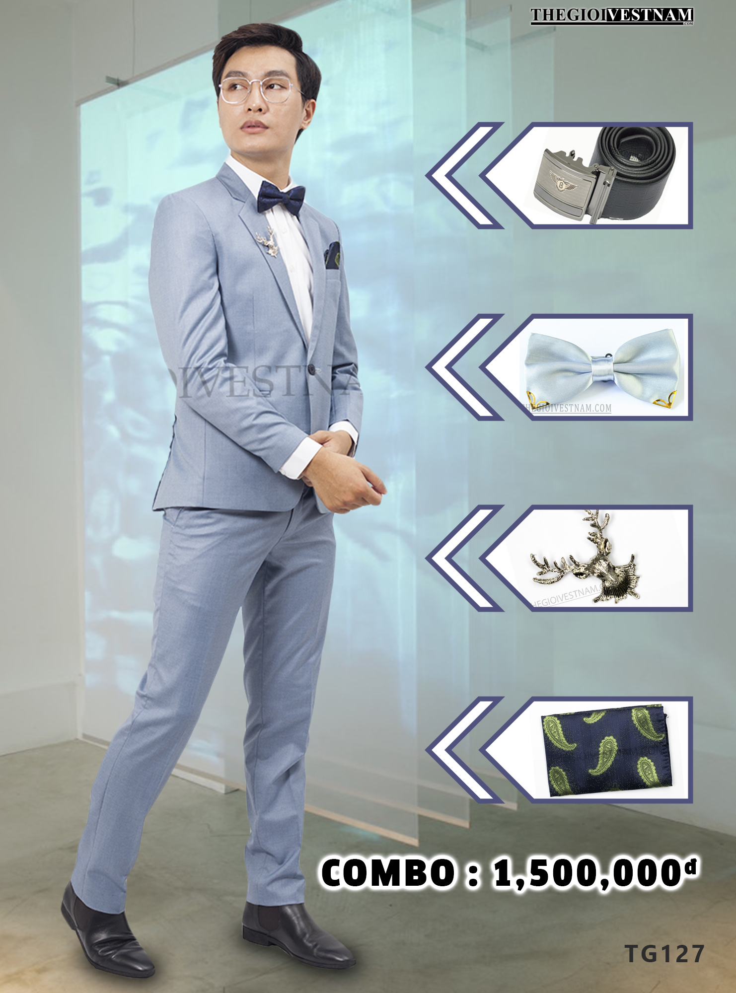 Vest xanh denim nhạt TG127